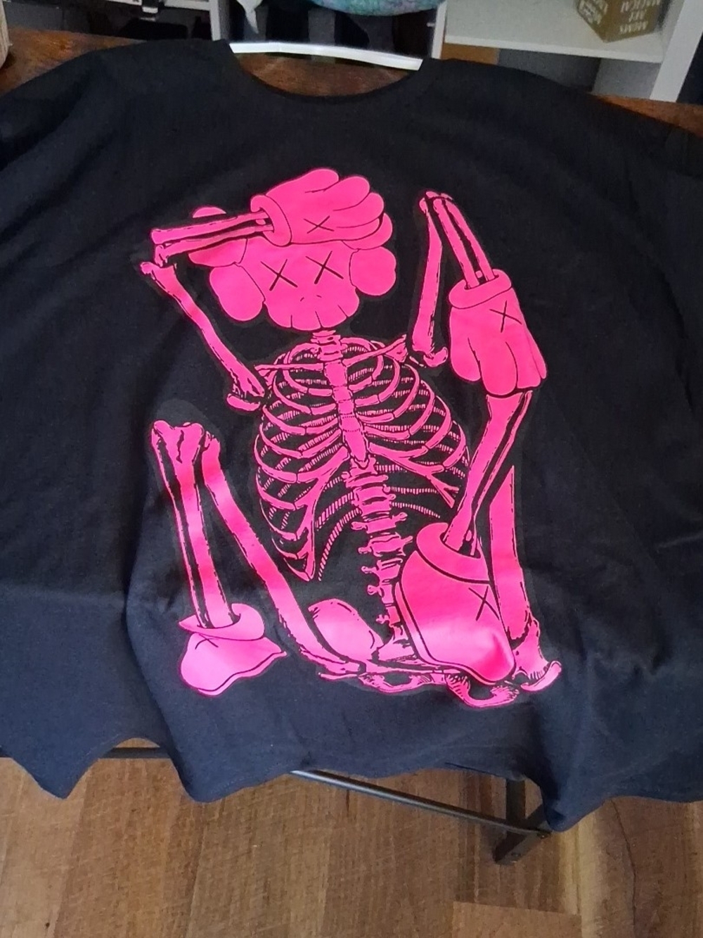 Kaws Black Tee with Hot Pink  Graphic